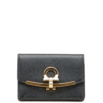 Salvatore Ferragamo Gancini Card Case In Black Leather