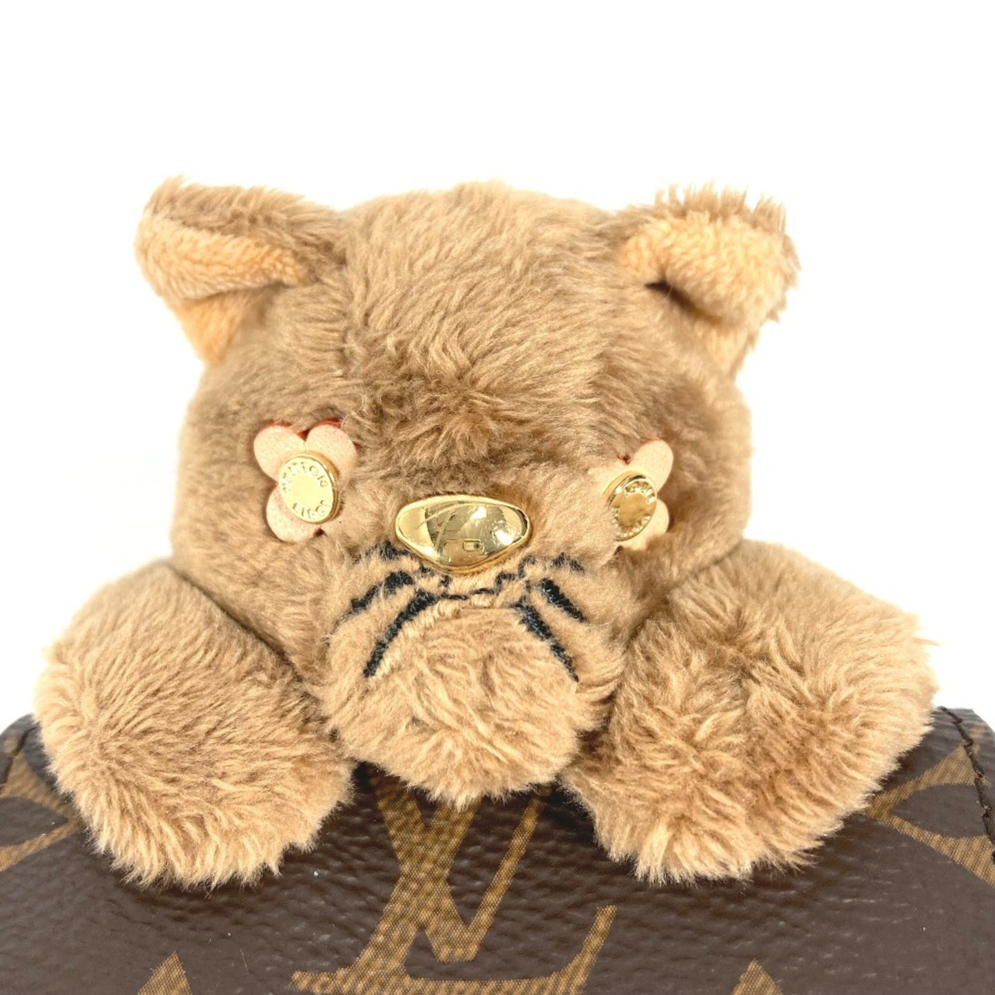 Louis Vuitton M01561 Monogram Cat Bag Charm Lv Cute Keychain Canvas Fur