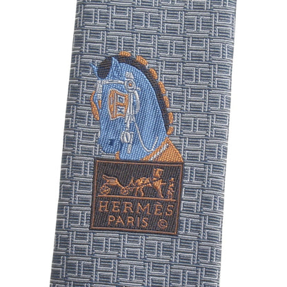 Hermes De Face Et De Profile Regular Tie With H Logo