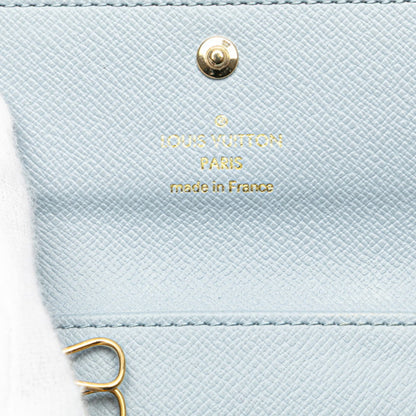 Louis Vuitton Monogram Multicle 4 Key Case Ring M82923 Brown Light Blue Pvc Leather
