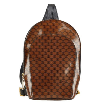 Celine Macadam Backpack Brown Black Patent Leather
