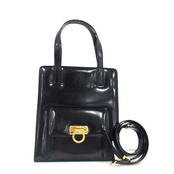 Salvatore Ferragamo Gancini Handbag 21 6660 Black Leather