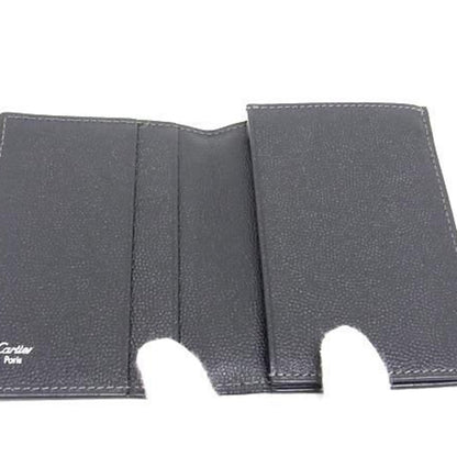 Cartier Santos Card Case - Black Leather