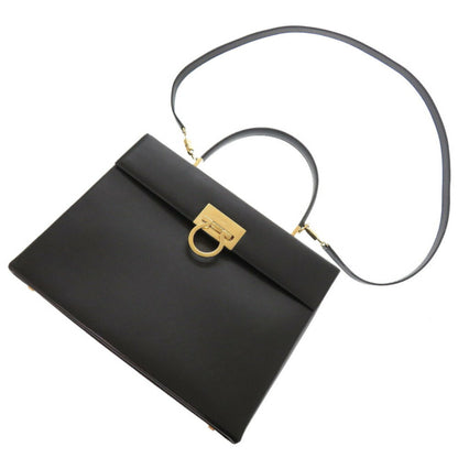 Salvatore Ferragamo Gancini Dy-21 8791 Leather Black Handbag 1410Salvatore