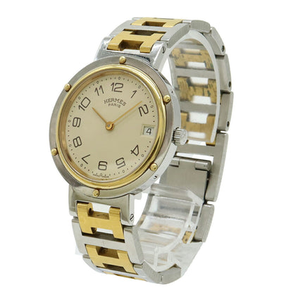 Hermes Clipper Ivory Dial Stainless Steel Gp Two-Tone