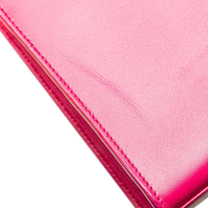 Saint Laurent Logo Tassel Chain Shoulder Bag In Pink Leather