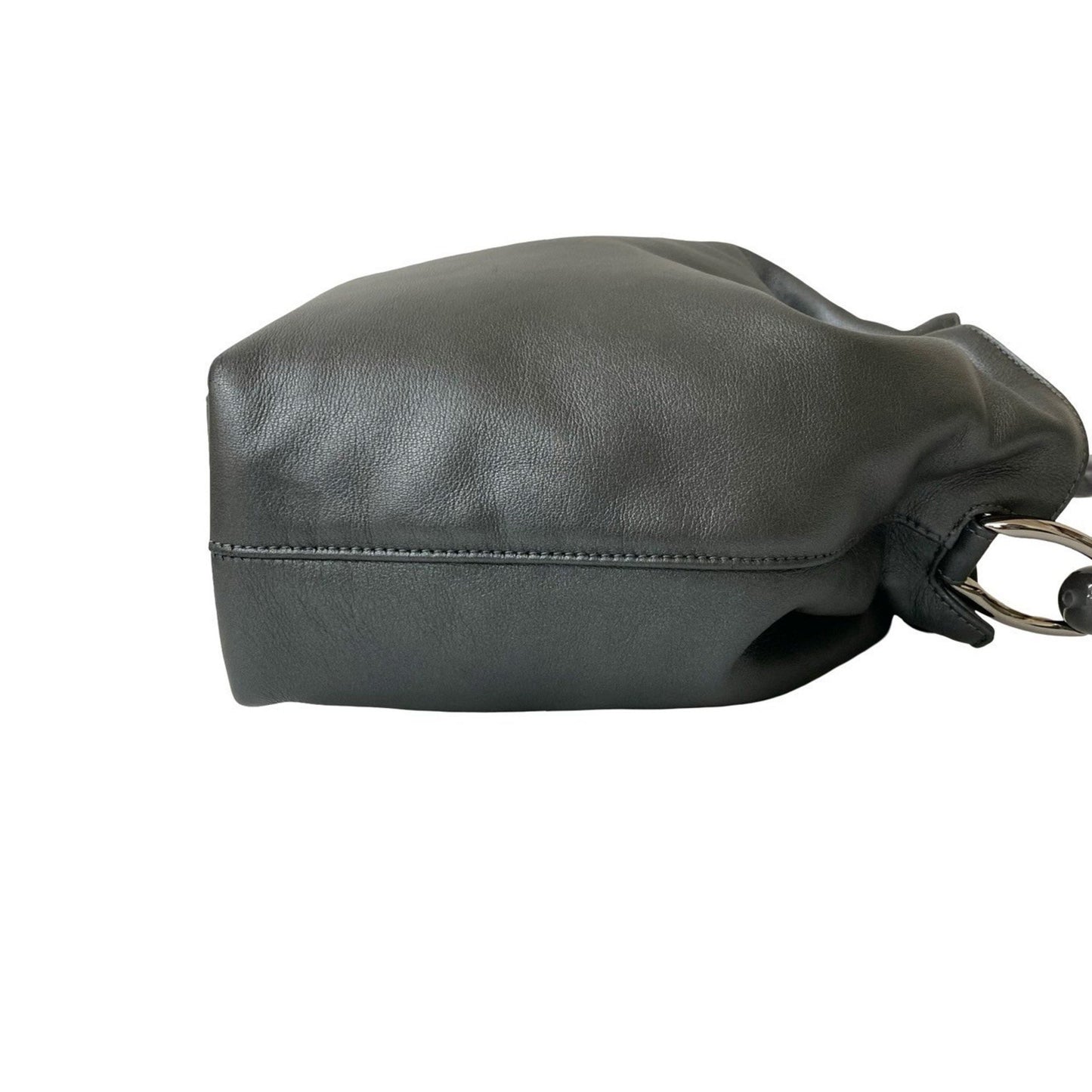 Christian Dior Maris Pearl Handle Leather Handbag Mini Tote Bag Gray 81480