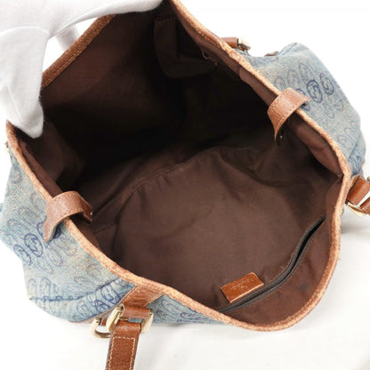 Gucci Abby Tote Bag 130736 Denim Blue Brown Champagne