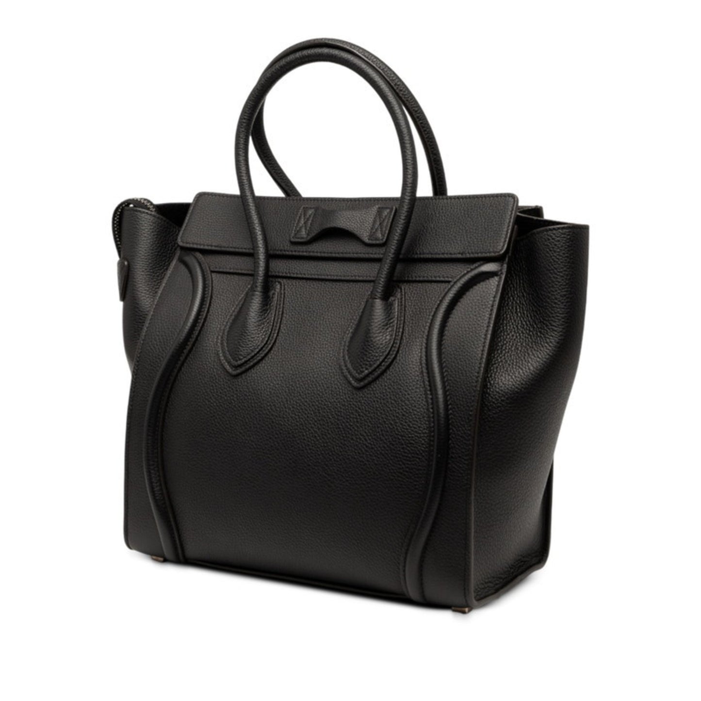 Celine Luggage Micro Shopper Handbag In Black Leather