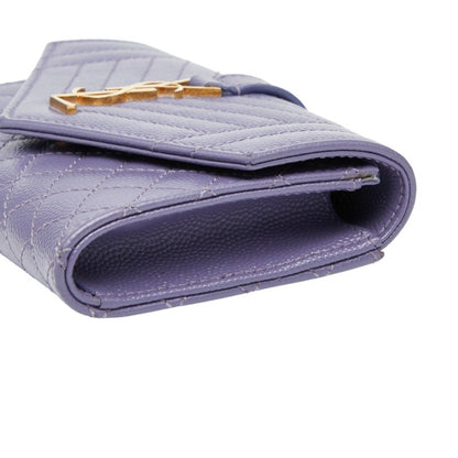 Saint Laurent Ysl Envelope Business Card Case 651026 Purple Leather