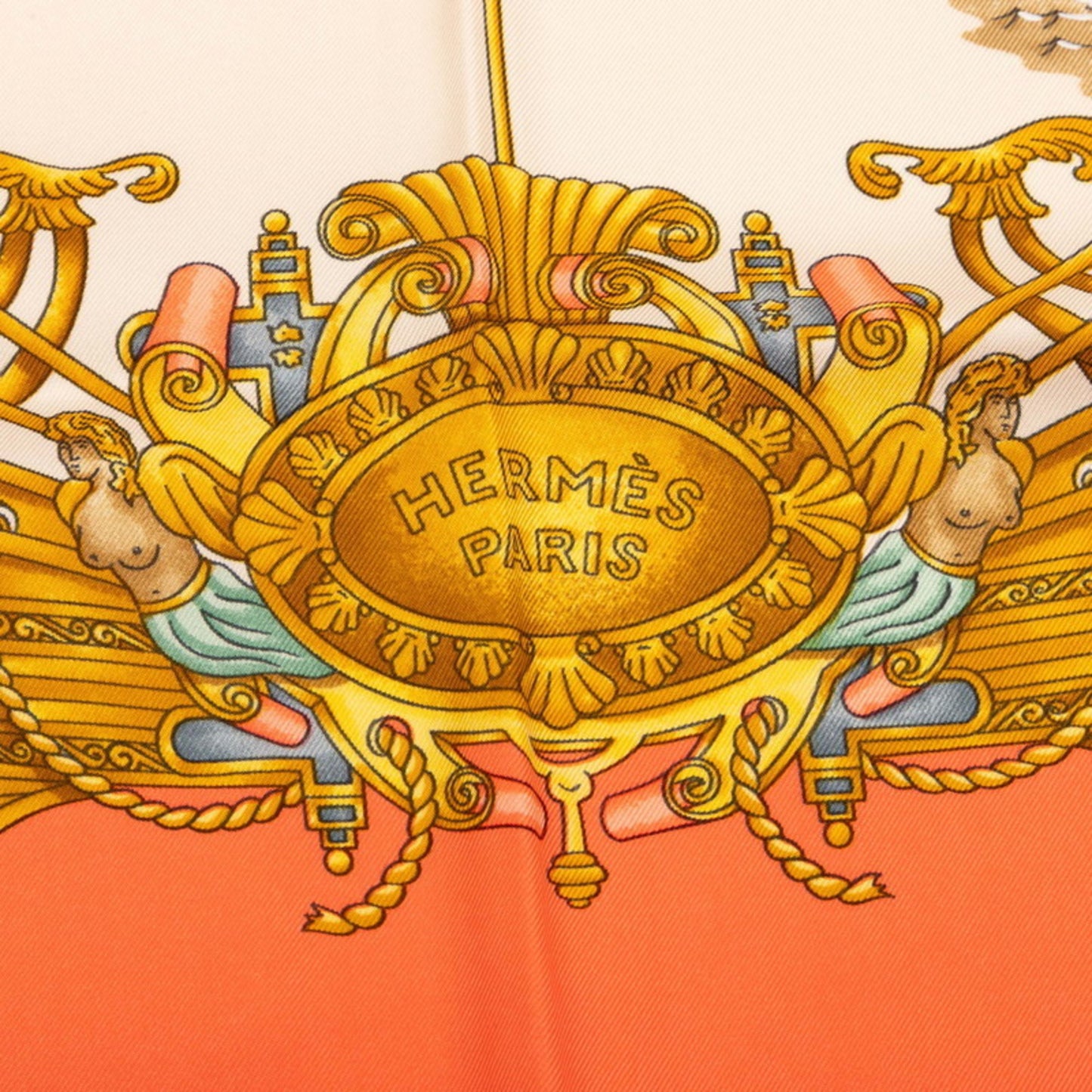 Hermes Herms Carr 90 Voiles De Lumire 1572 Sailboat Of Light Scarf In Orange