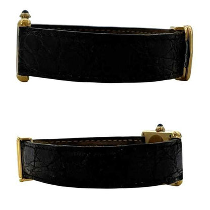 Cartier Must Tank Lm Vermeil Watch F-24337 Black Gold W1001254 Stainless Steel Gp Leather Quartz