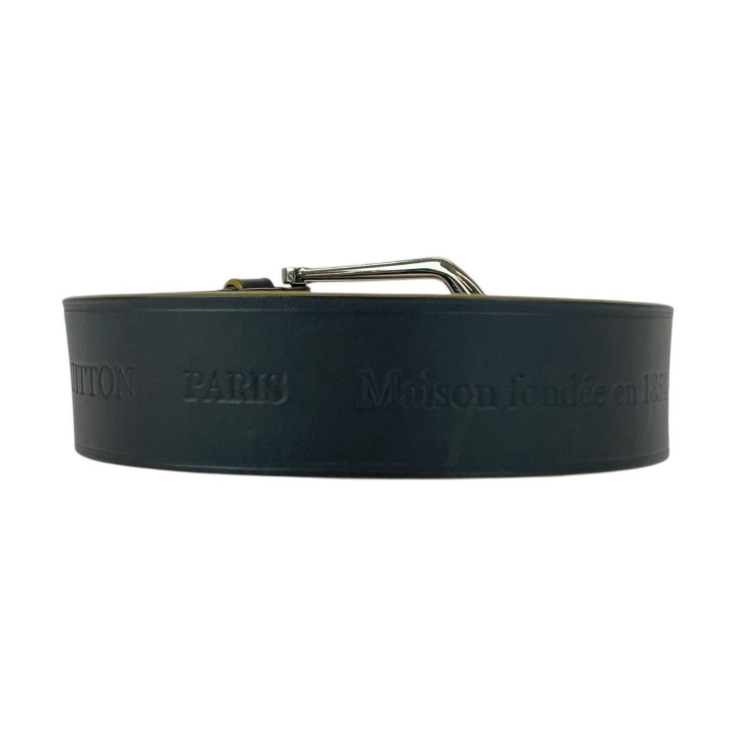 Louis Vuitton 95Cm/38 Inch Black Leather Belt With Silver Hardware