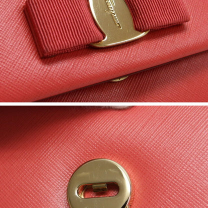 Salvatore Ferragamo Vara Ribbon Chain Shoulder Bag Coral