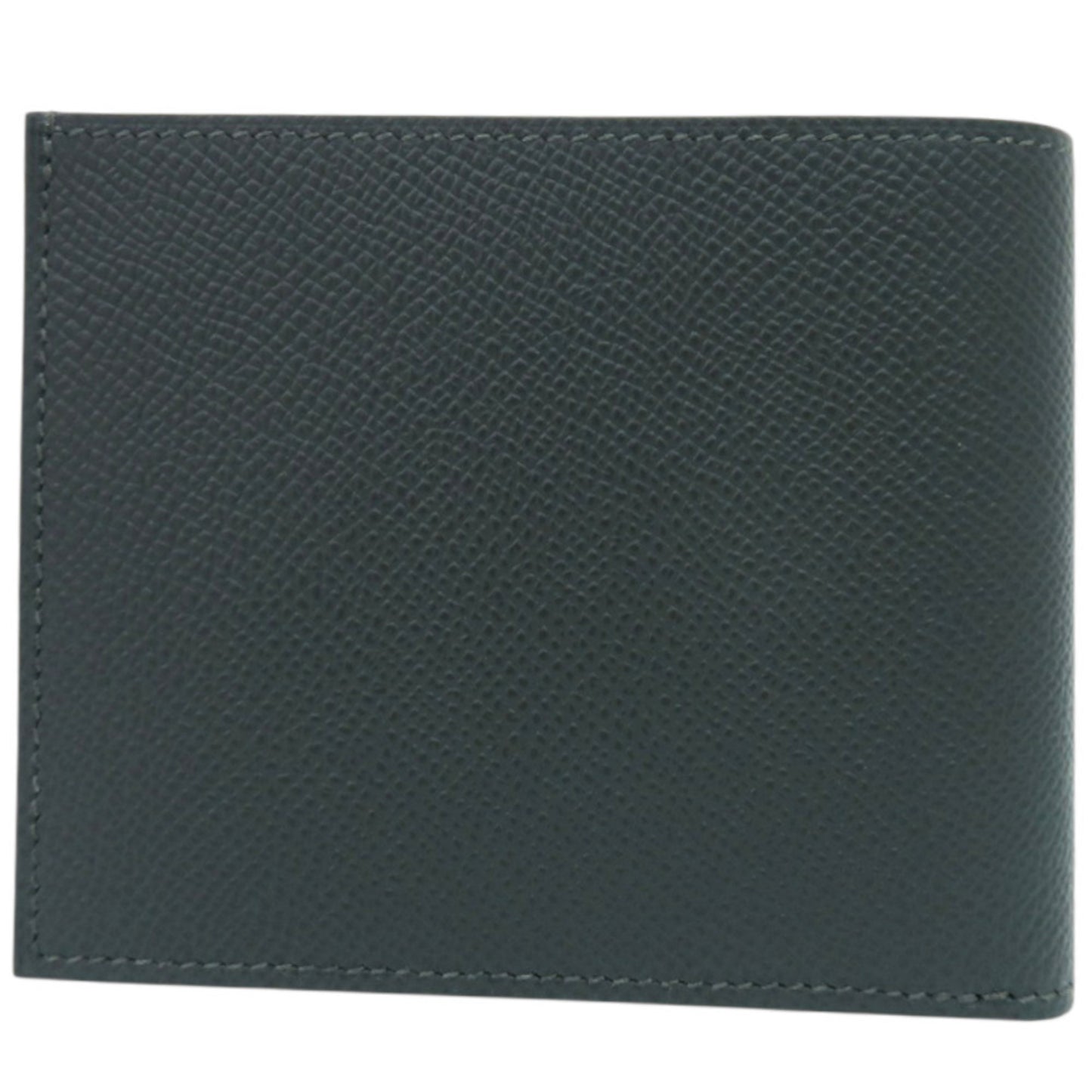 Unused Herms Mc2 Citizen Twill Compact Epsom Leather Vert Mangrove K Stamp (Made In 2025) Bi-Fold