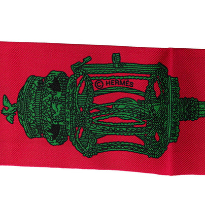 Hermes Twilly Merveilleuses Lanternes Scarf Muffler Red Multicolor Silk