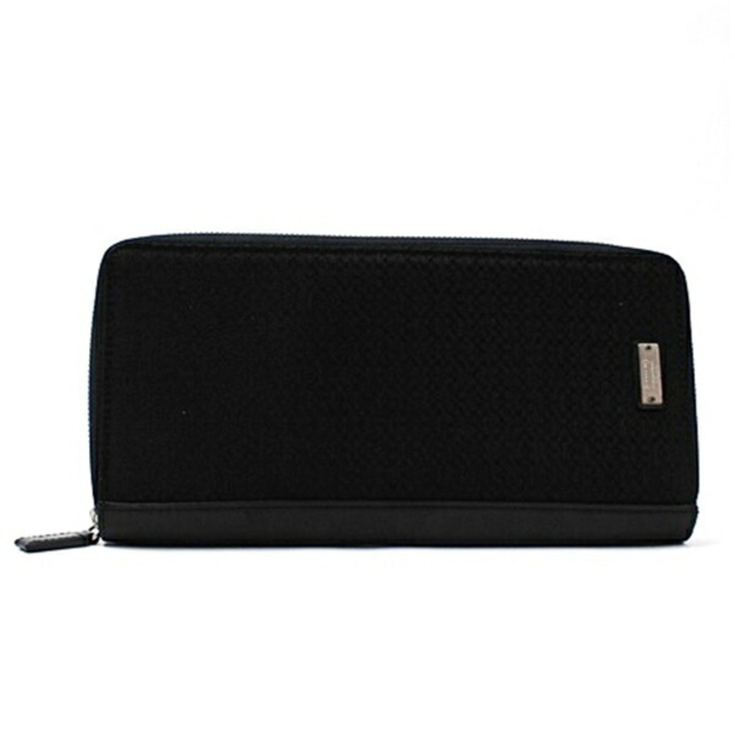 Coach Organizer Round Zip Long Wallet In Black Canvas And Leather