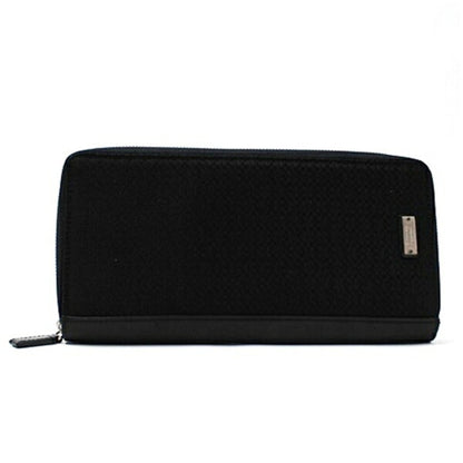 Coach Organizer Round Zip Long Wallet In Black Canvas And Leather