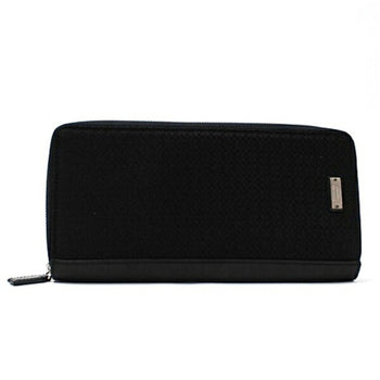 Coach Organizer Round Zip Long Wallet In Black Canvas And Leather