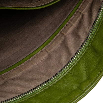 Bottega Veneta Intrecciato Crossbody Shoulder Bag In Green Leather