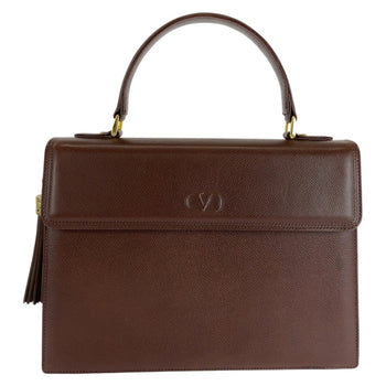 Valentino Garavani Vintage Kelly Style Tassel Brown Gold Hardware Leather Handbag