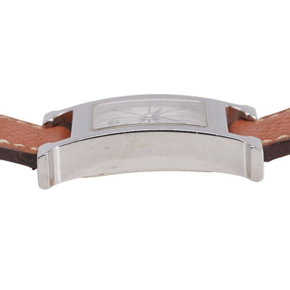 Herms H Watch Hh1.210 Quartz Silver Dial Stainless Steel Leather