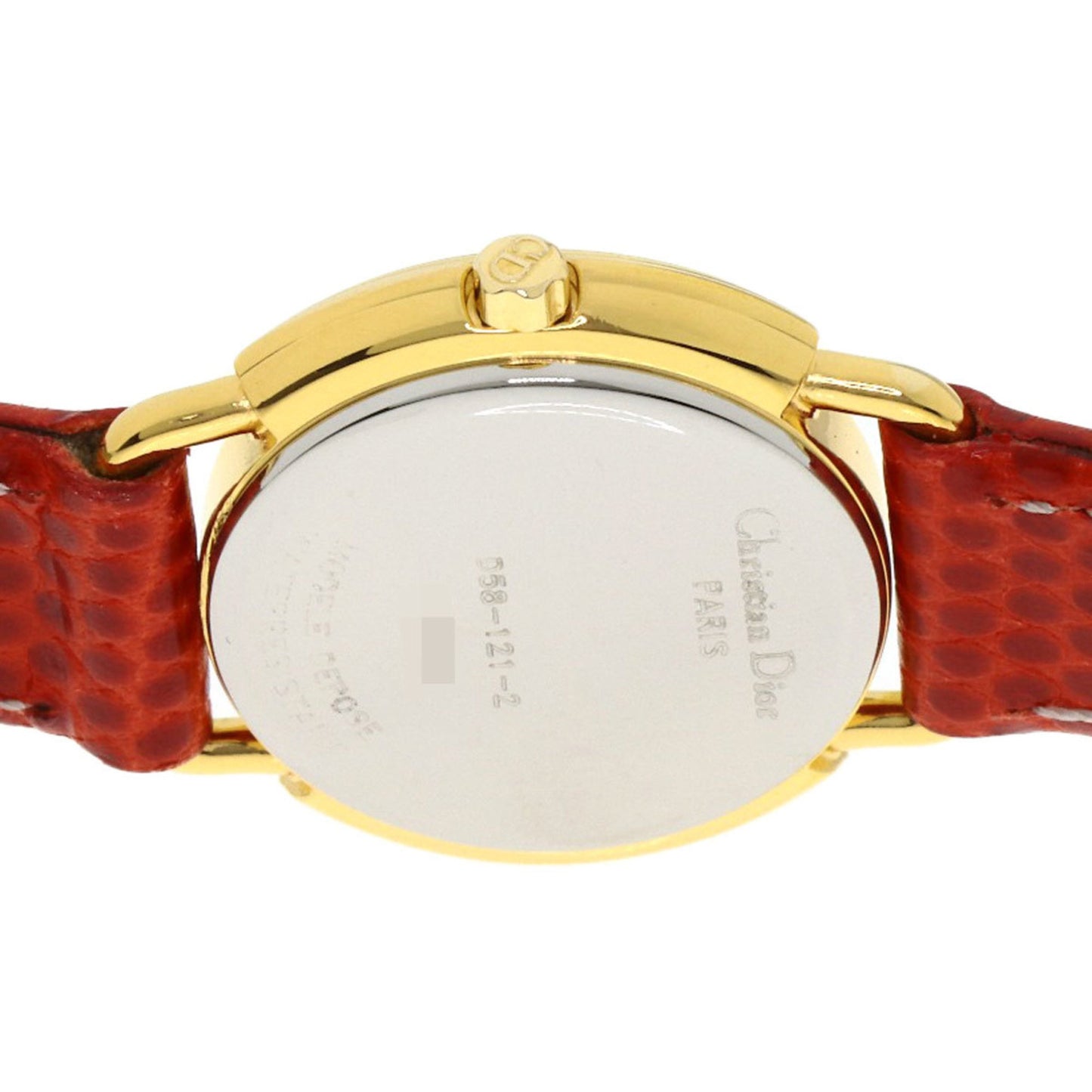 Christian Dior D58-121-2 Round Face Stainless Steel Leather Watch