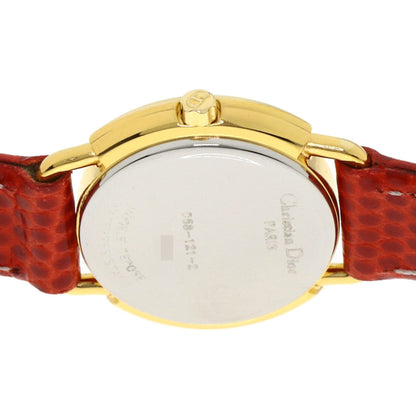 Christian Dior D58-121-2 Round Face Stainless Steel Leather Watch