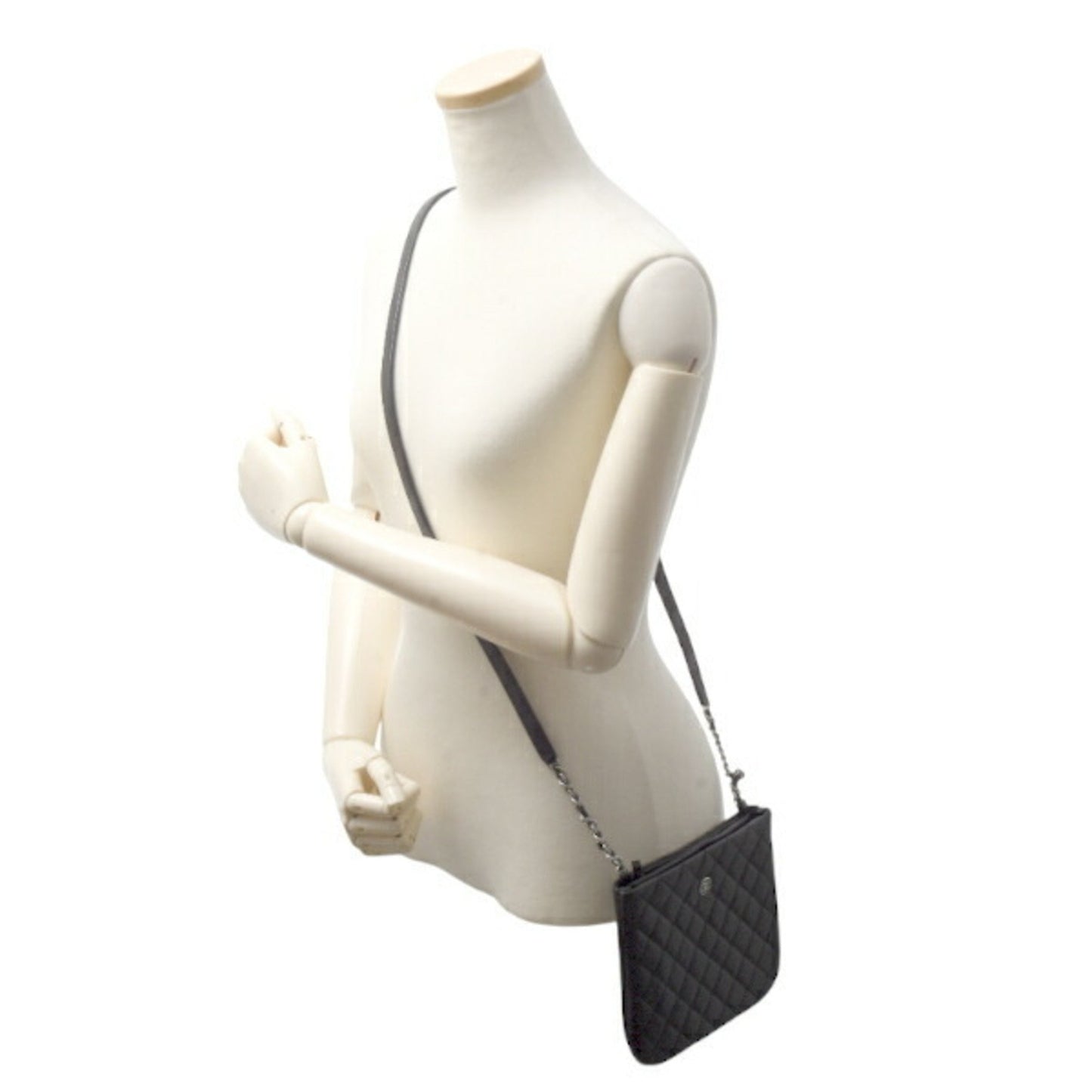 Chanel Chain Shoulder Bag Matelasse Uniform Coco Button Calf Leather Black