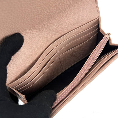 Gucci Bi-Fold Long Wallet 456116 Gg Marmont Leather Pink Accessory