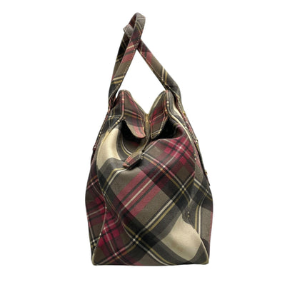 Vivienne Westwood Tartan Check Boston Bag Handbag Multicolored Red C8