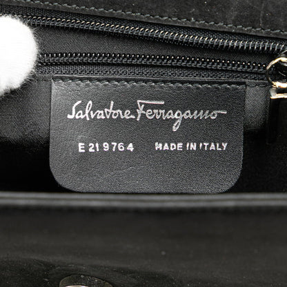 Salvatore Ferragamo 2-Way Handbag/Shoulder Bag In Black Nubuck Leather
