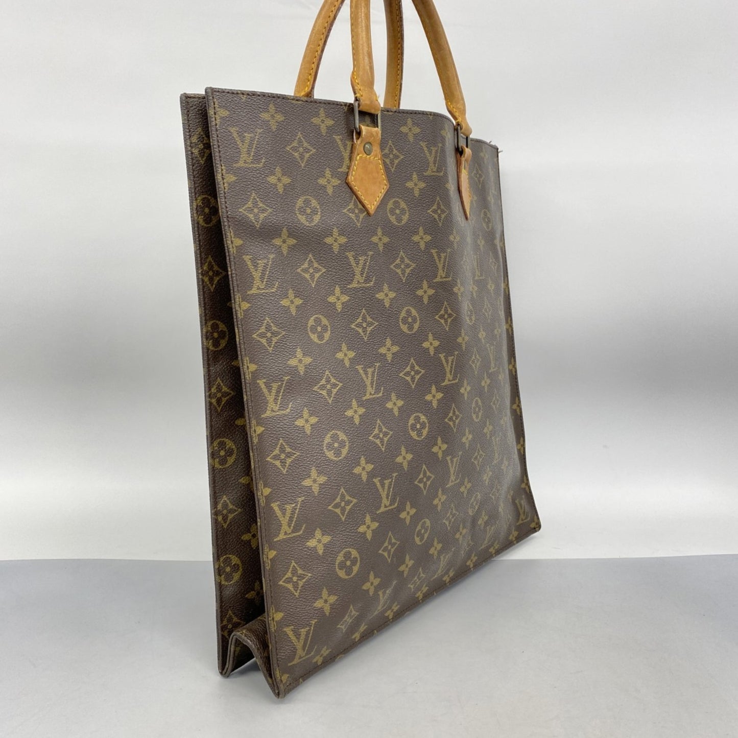 Louis Vuitton Monogram Sac Plat Tote Bag M51140 Brown