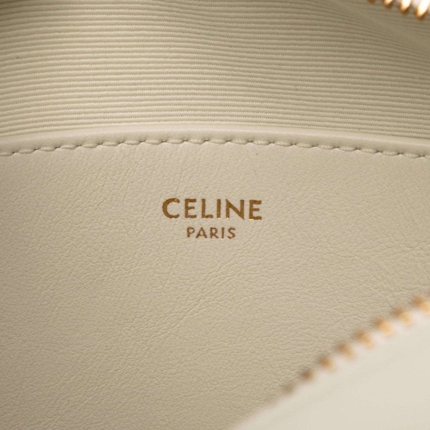 Celine C Charm Crossbody Shoulder Bag White Leather