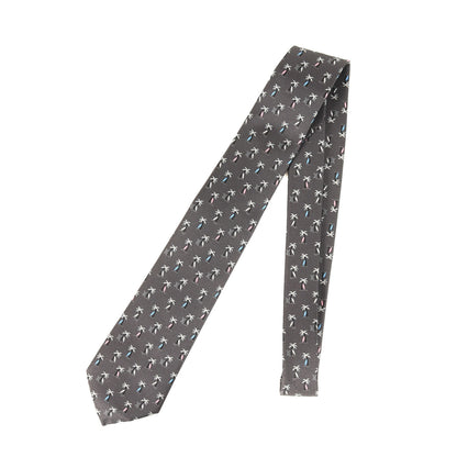 Louis Vuitton Palm Tree Monogram Silk Cravate Tie M71735 Charcoal Gray