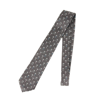 Louis Vuitton Palm Tree Monogram Silk Cravate Tie M71735 Charcoal Gray