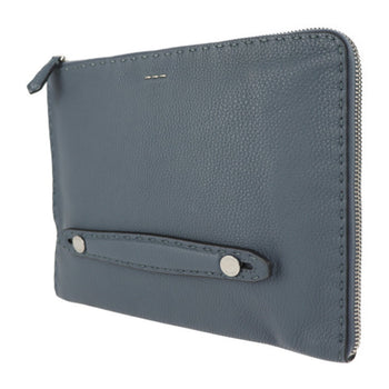 Fendi Fendi Selleria Clutch Bag 7M0225 Leather Blue Gray Second Handbag