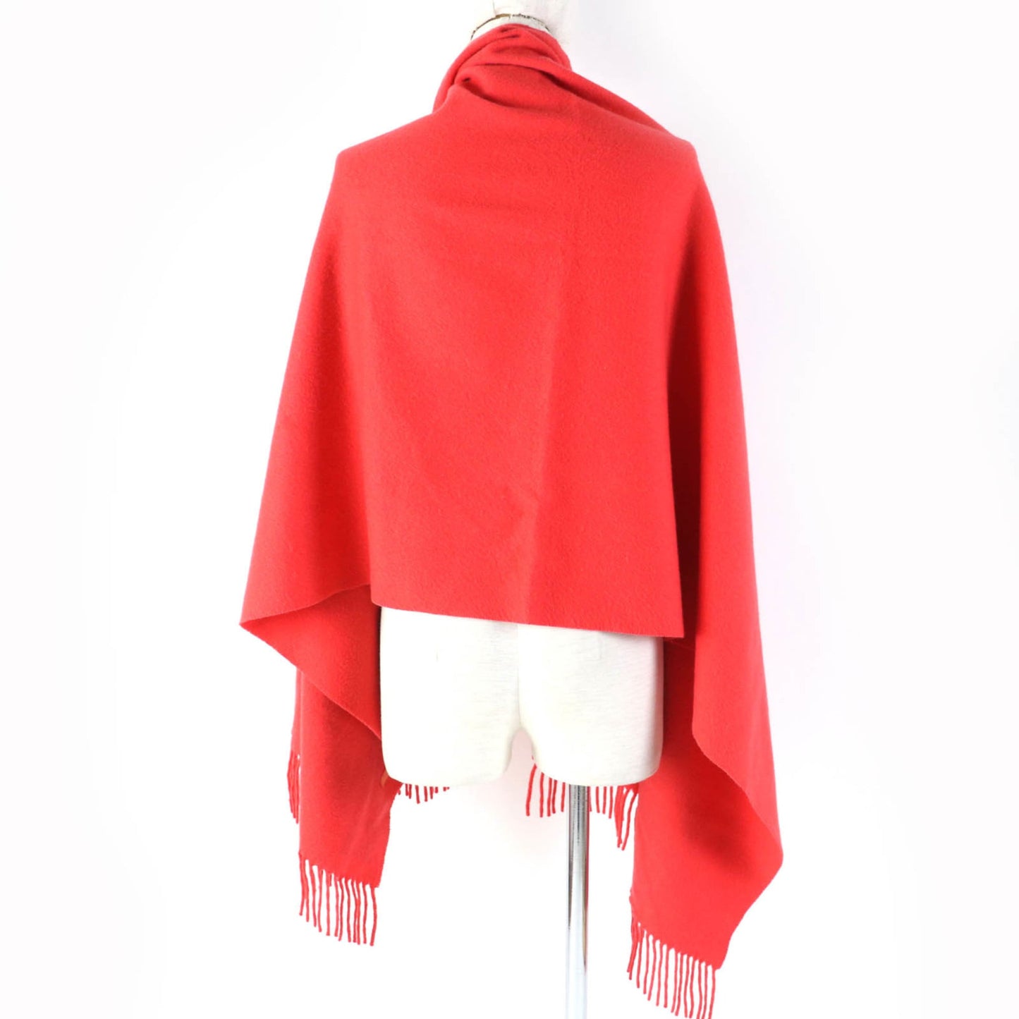 Hermes 100% Cashmere Shawl With Embroidered Logo And Fringe