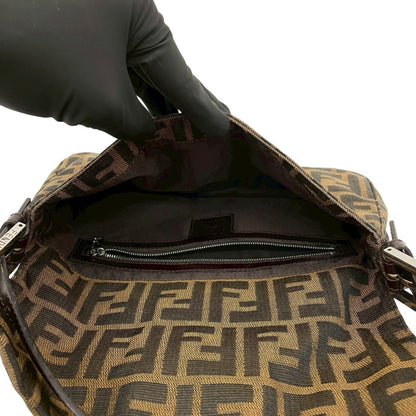 Fendi Mamma Bucket Zucca Ff Pattern Leather Canvas Semi-One Shoulder Bag Brown 20265
