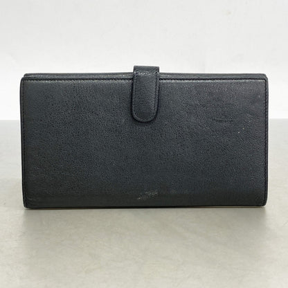 Chanel Camellia Leather Long Wallet Black