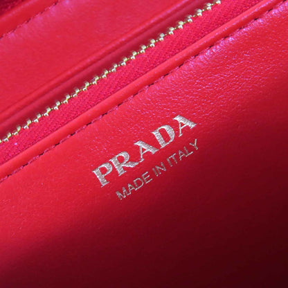 Prada 1Ml506 Vitello Move Logo Hardware Round Zip Leather Long Wallet Lacca1 Red With Box And Dust