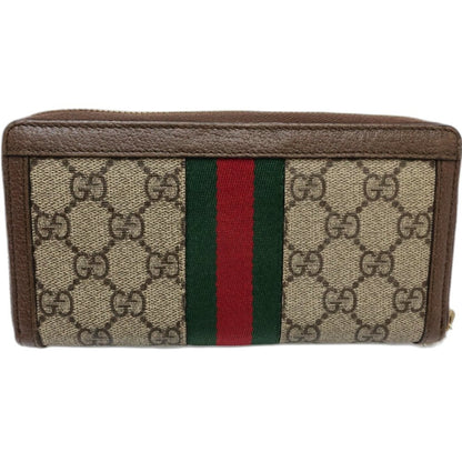 Gucci Gucci Long Wallet 523154 Ophidia Zip Around Gg Supreme Canvas Beige Ebony 181217