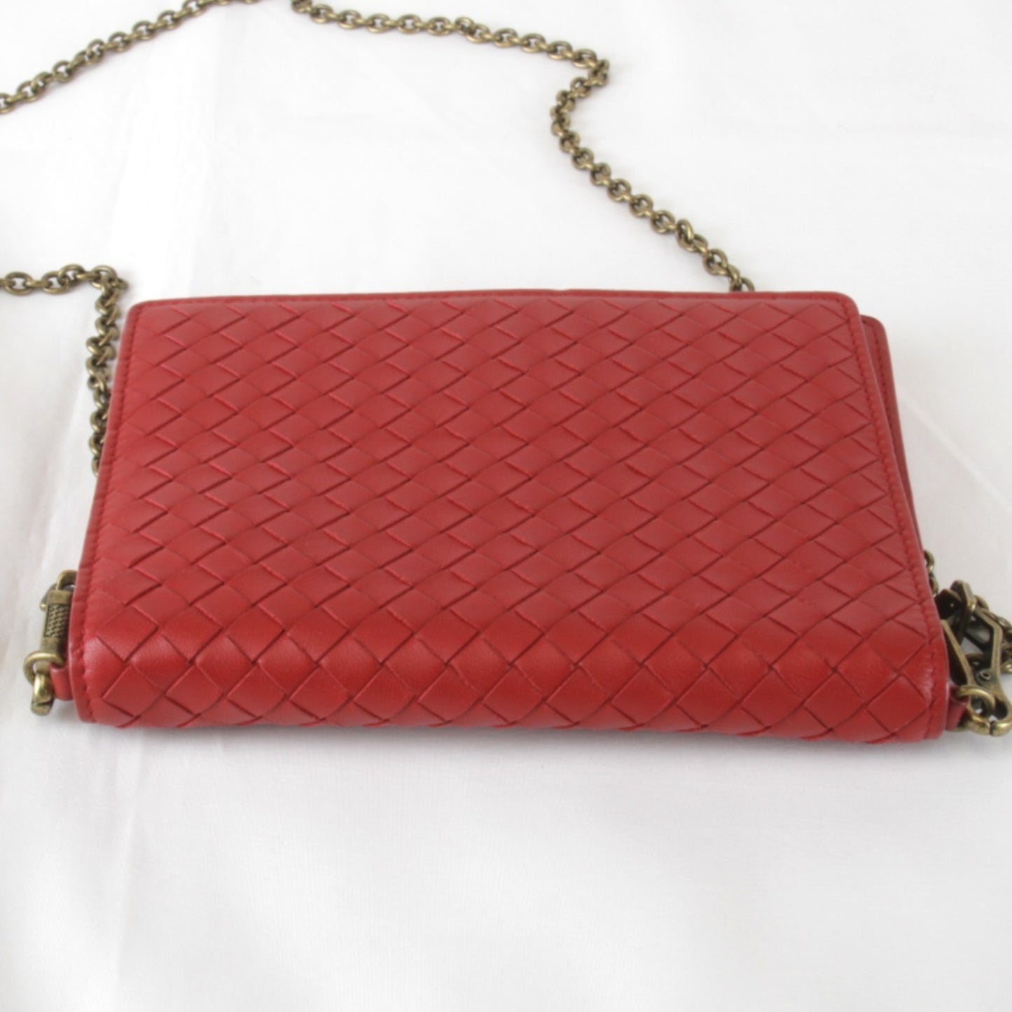 Bottega Veneta Intrecciato Chain Wallet 508752 Shoulder Bag Leather Red