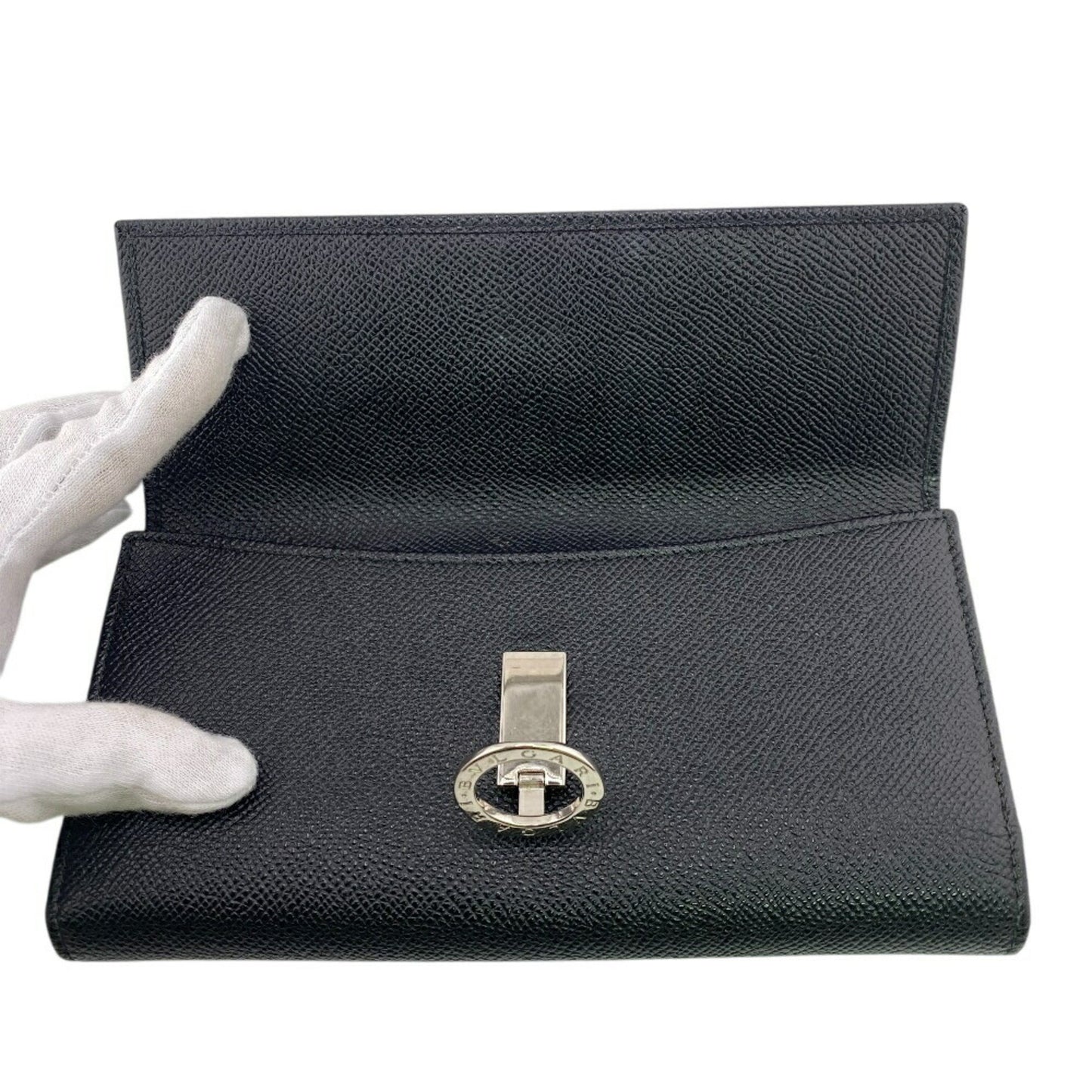 Bvlgari Bulgari Flap Circle Long Wallet Black