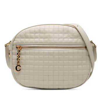 Celine C Charm Crossbody Shoulder Bag White Leather