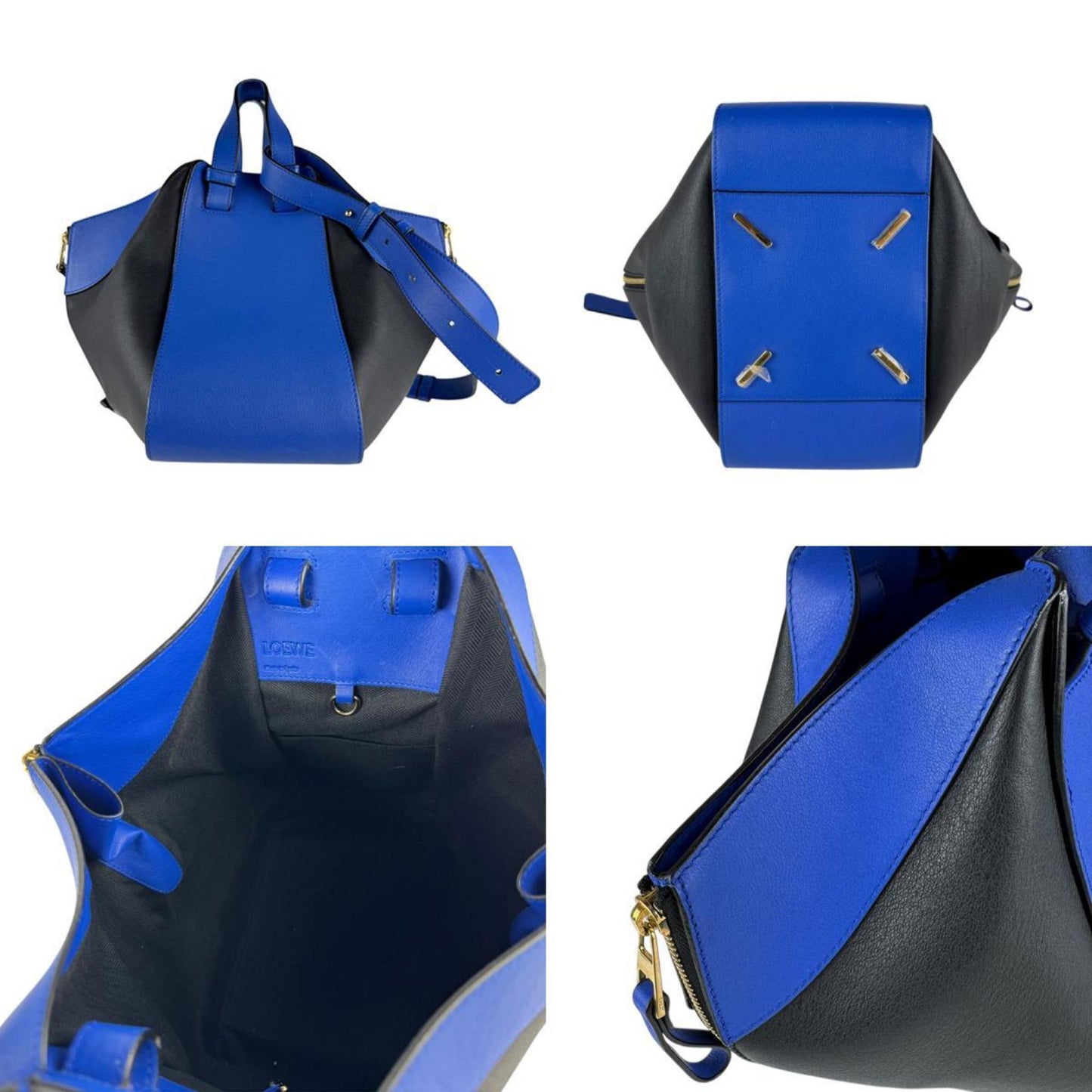 Loewe Hammock Drawstring Shoulder Bag In Blue And Black