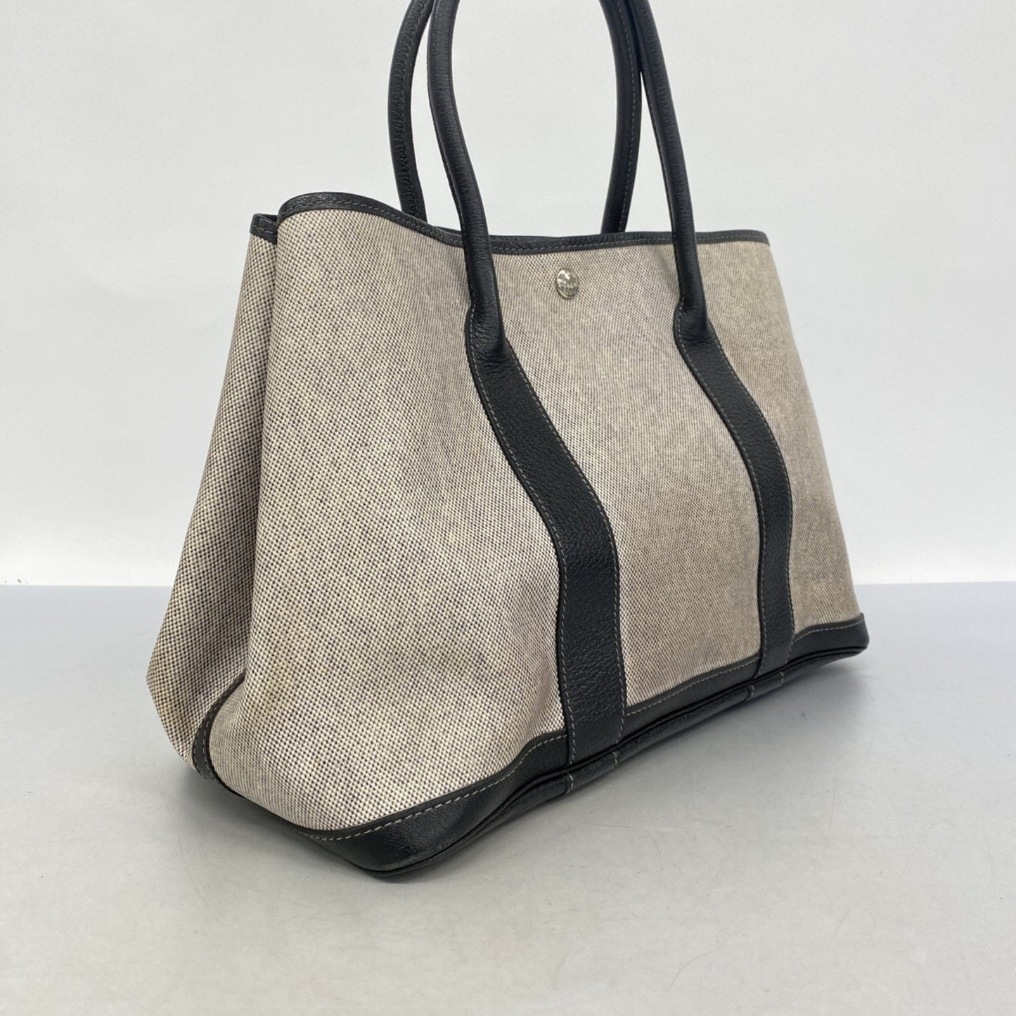 Hermes Herms Garden Mm Toile H Black Tote Bag