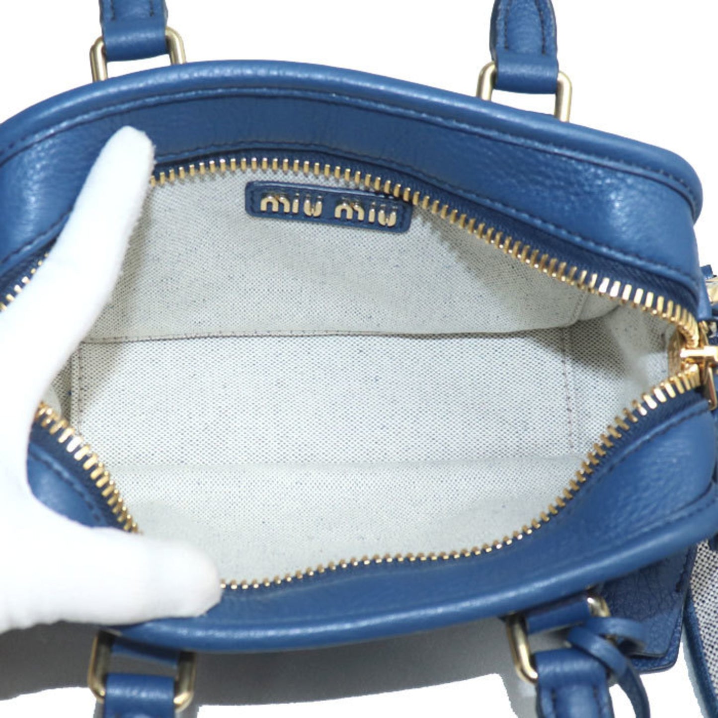 Miumiu Miu 2-Way Shoulder Bag Blue 5Bb123 2F57 F0016