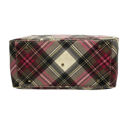 Vivienne Westwood Tartan Check Boston Bag Handbag Multicolored Red C8