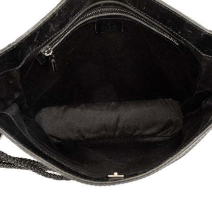 Gucci Gg Canvas Shoulder Bag 109097 Black Leather